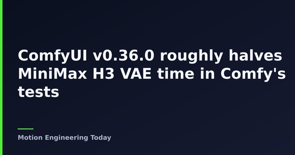 ComfyUI v0.36.0 roughly halves MiniMax H3 VAE time in Comfy's tests