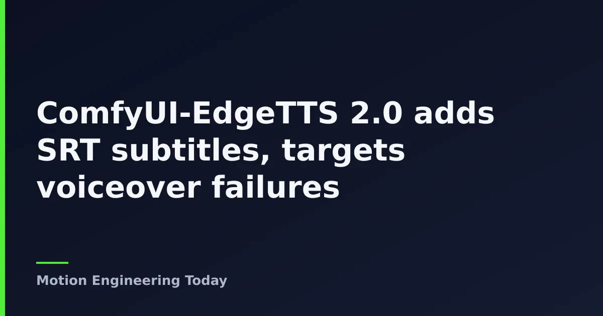 ComfyUI-EdgeTTS 2.0 adds SRT subtitles, targets voiceover failures