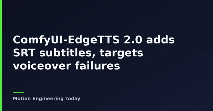 ComfyUI-EdgeTTS 2.0 adds SRT subtitles, targets voiceover failures